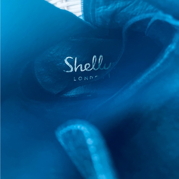 Shellys London Tyra Silver Metallic Crinkled leather Combat Boots Buckle Size 36 - Picture 15 of 16